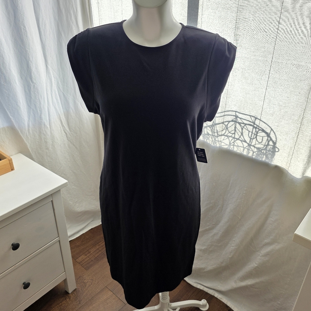 Express Black Sheath Midi Dress Crew Neck
